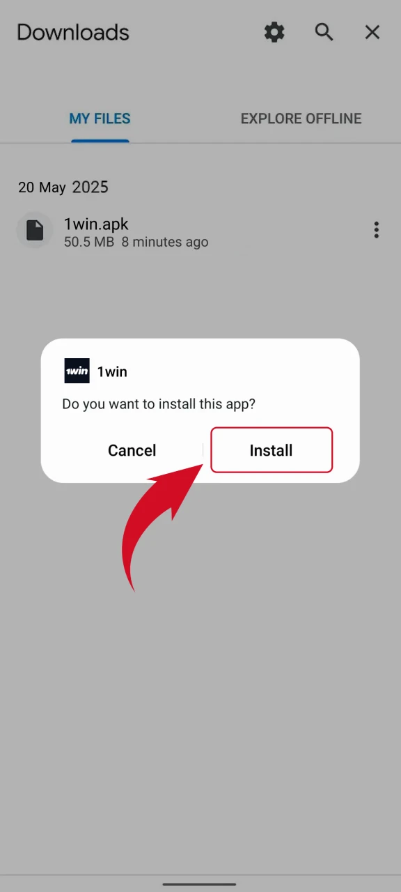 When the download finishes, open the APK file to install the Aviator game.